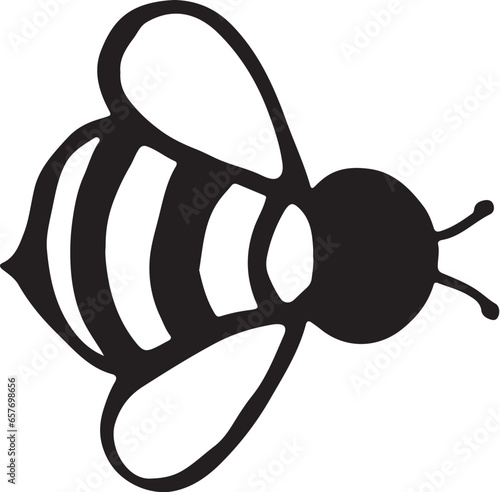 Cartoon Black and White Illustration Vector Of A Flying Bumblebee