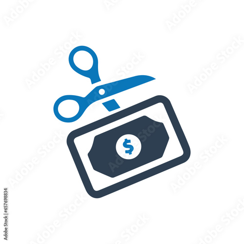 Price cutting icon on white background
