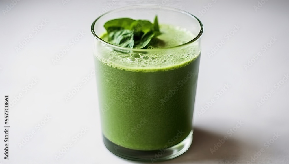 Healthy green smoothie with spinach in a glass Healthy green smoothie with spinach in a glass
