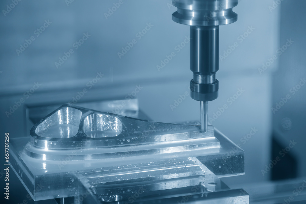 The CNC milling machine cutting mold part by solid ball end mill tool. The CNC milling machine cutting mold part by solid ball end mill tool.