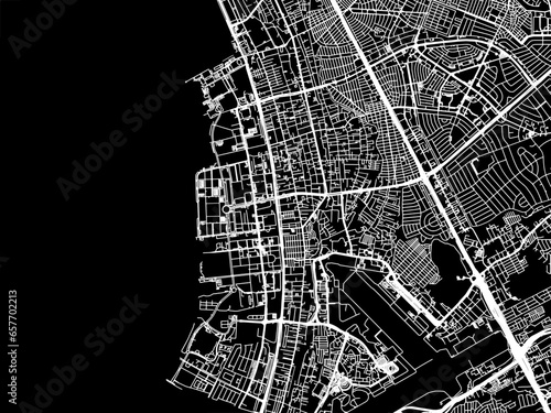 Vector road map of the city of  Pasay in the Philippines with white roads on a black background.