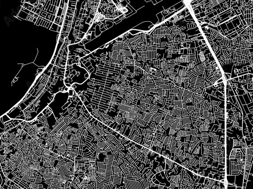 Vector road map of the city of  Paranaque City in the Philippines with white roads on a black background.