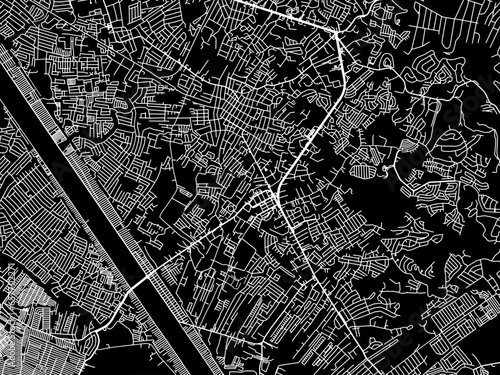 Vector road map of the city of  Taytay in the Philippines with white roads on a black background.