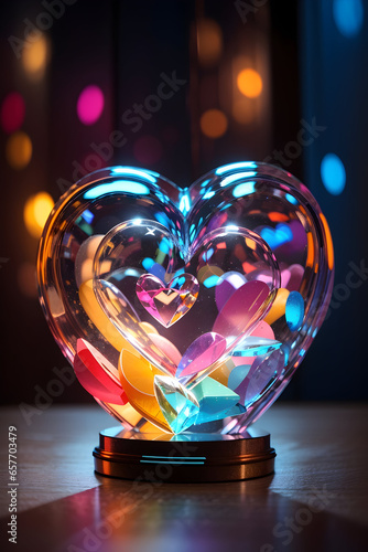 Love, Beautiful Heart Shape Glass Art, Visual poetry that stirs the soul's emotions, Ai Generated Image photo