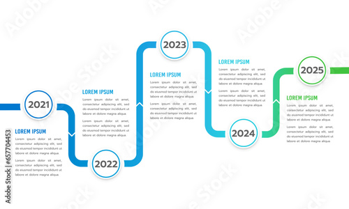 Business timeline 5 years. Infographic design template for business. Milestone, Anniversary, Planning, and Roadmap. Vector illustration.