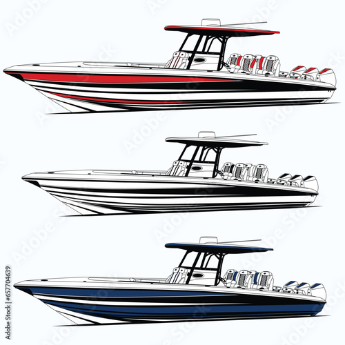 Side view fishing boat vector
