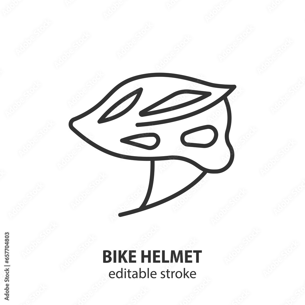 Naklejka premium Bike helmet line icon. Editable stroke. Vector illustration.
