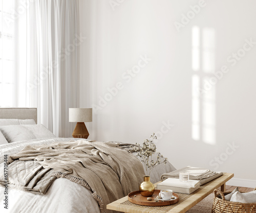 Bedroom interior mockup, Home interior background, 3d render, 3d illustration