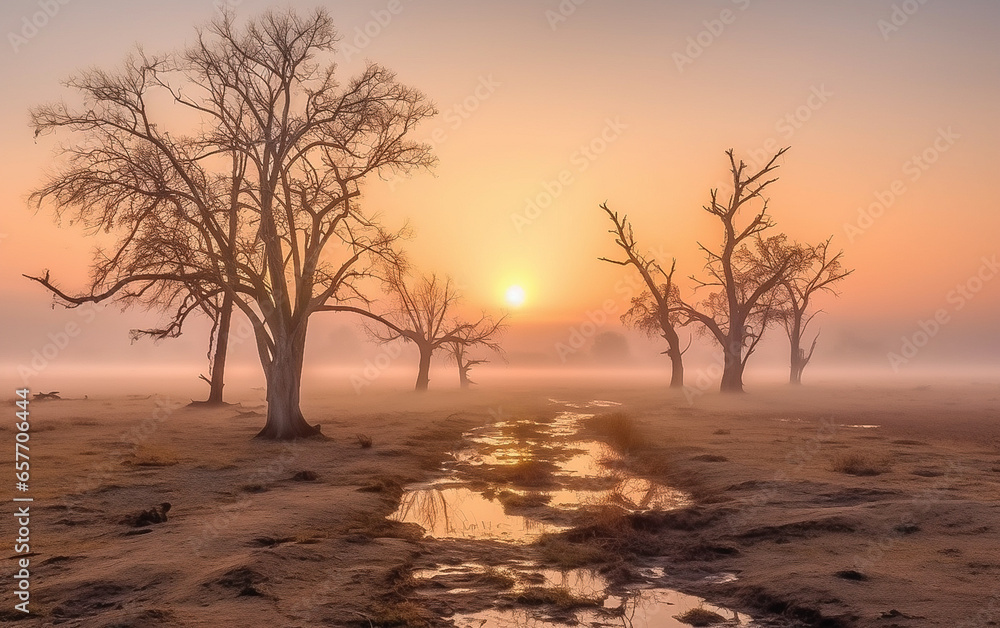 A very dry land with some trees A very dry land with some trees
