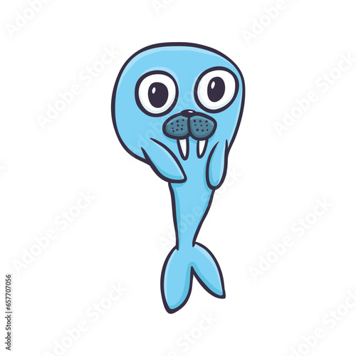 Cartoon seal Cute hand drawn animal. Vector