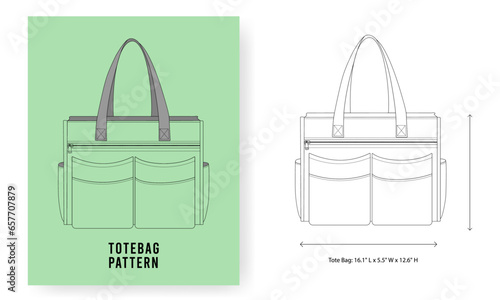 Utility Tote Bag for Women, Tote bag pattern, Tote Bag With Zipper Large Shoulder Bag Top Handle Handbag for Travel, Work, Beach, Gym, Shop
