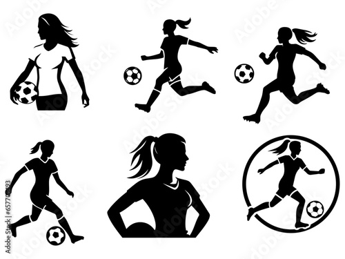 female soccer player icon vector silhouette