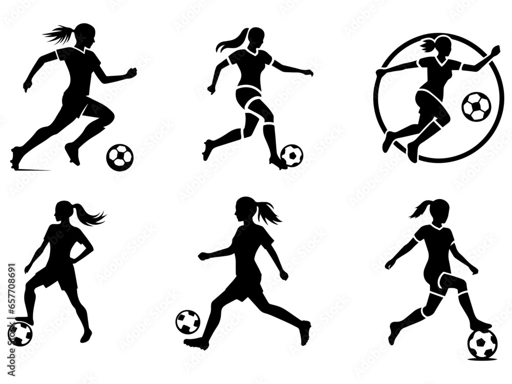 female soccer player icon vector silhouette