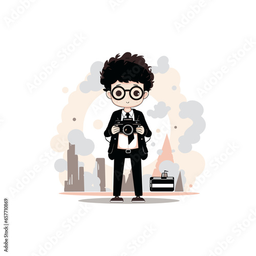 photo in camera Notion Minimalist Character Illustration