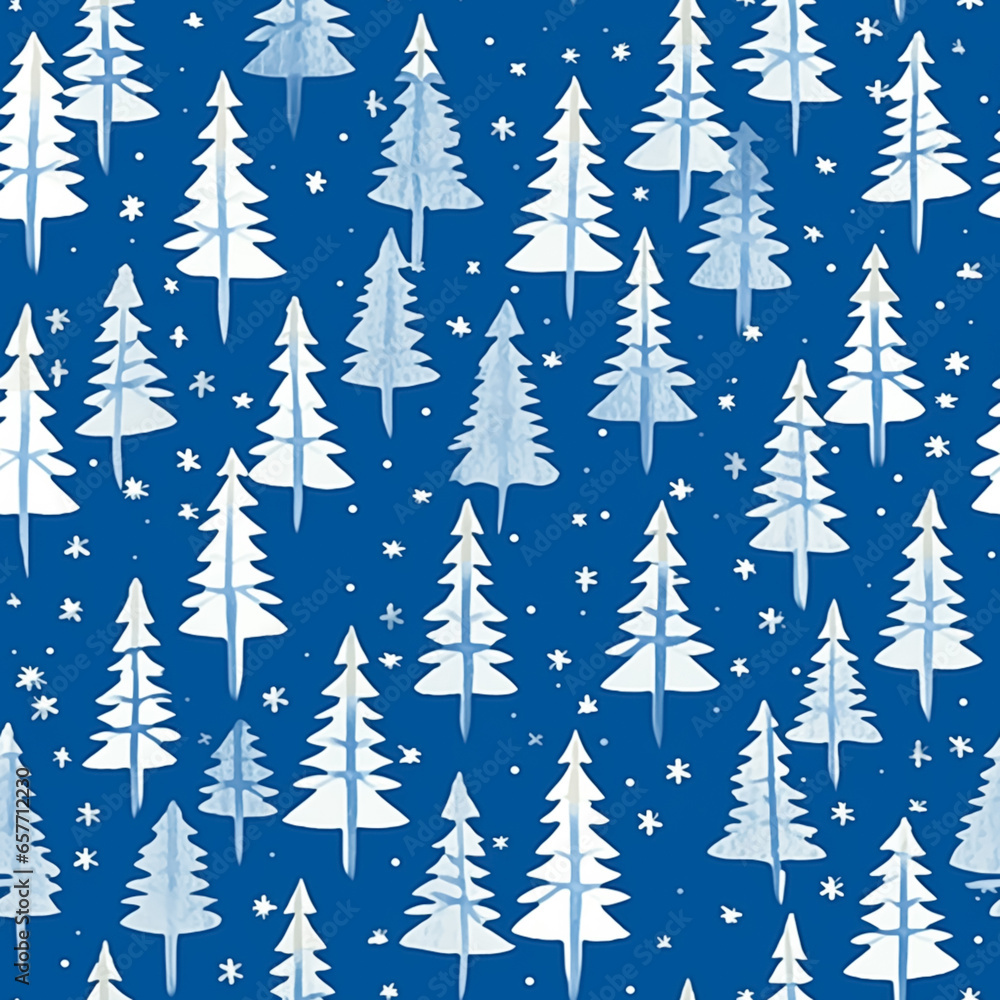 Fototapeta premium Christmas tree seamless pattern, tileable holiday country print for wallpaper, wrapping paper, scrapbook, fabric and product design