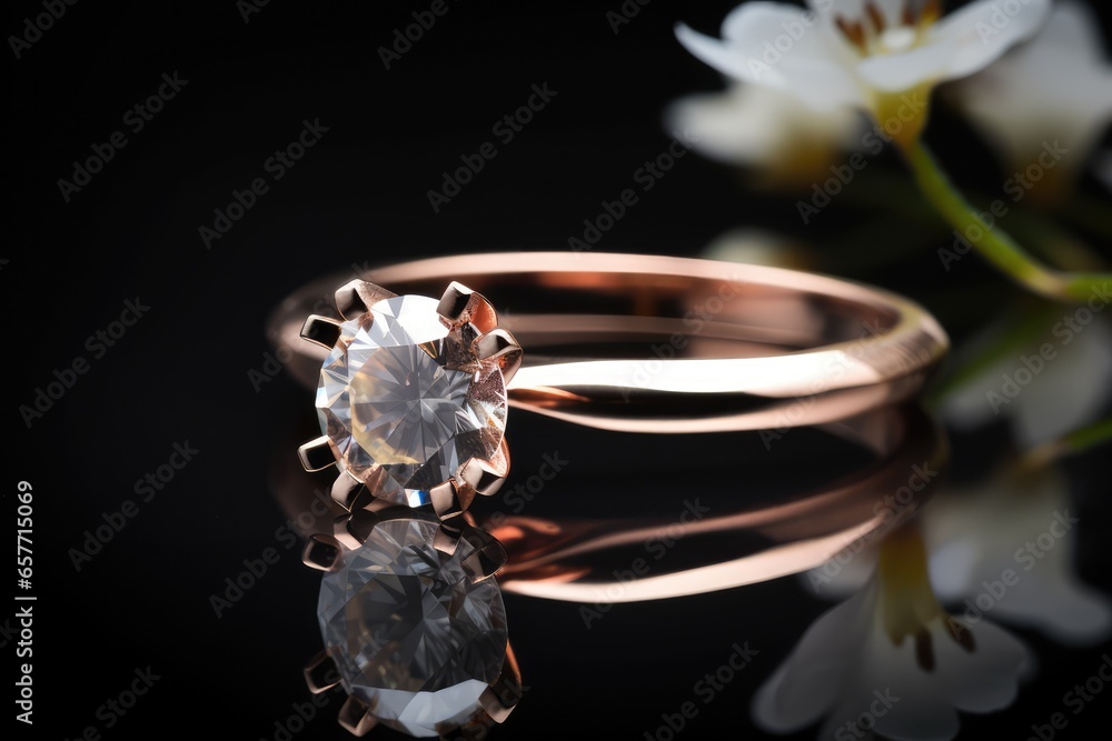fashionable ring jewelry photography with shiny gemstone generative ai