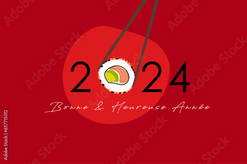Carte de vœux 2024 restaurant japonais