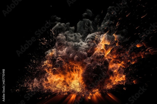 abstract fiery explosion texture with smoke effect generative ai