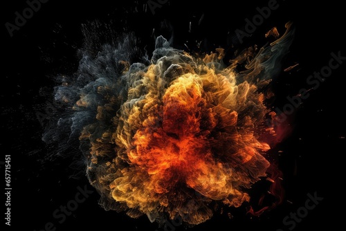 abstract and glowing fire explosion background with visual effects generative ai
