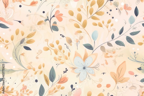 hand drawn botanical flower pattern in watercolor style © Align