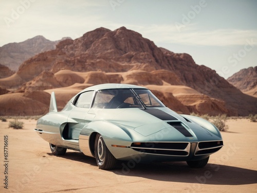 Futuristic car in desert