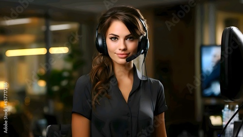 woman with a  headphones