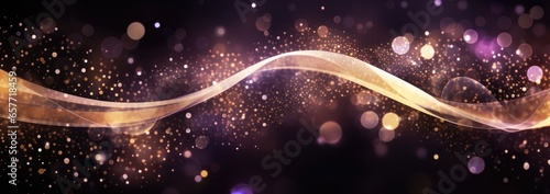 A blurry gold ribbon on a black background