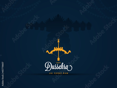 Happy Dussehra indian festival celebration vector illustration victory over evil.