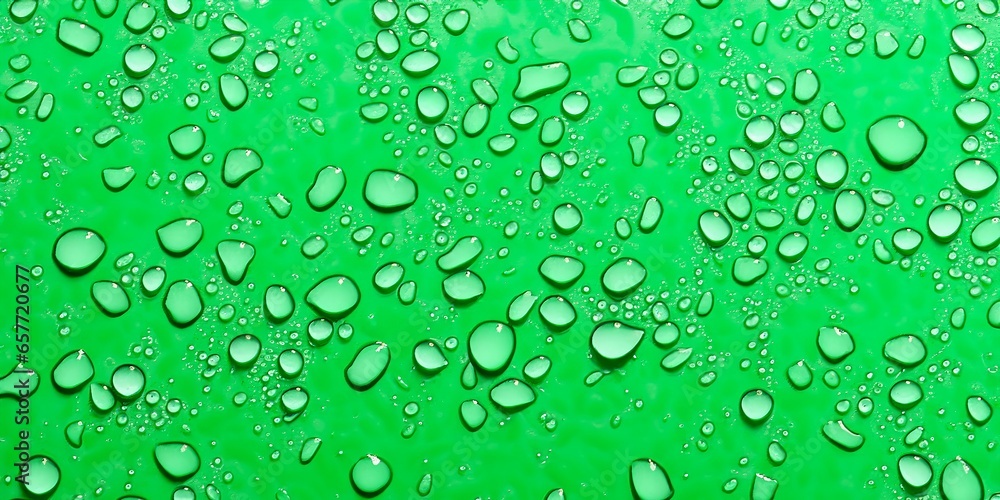 water drops in front of green background