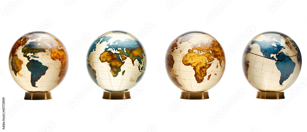 globe isolated on a transparent PNG background, white background, Generative Ai