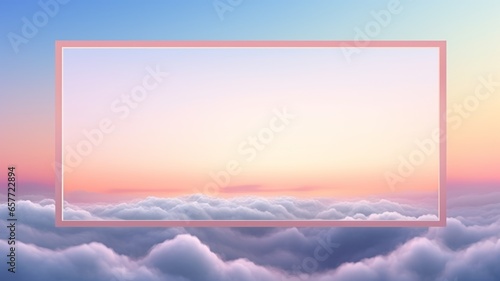 Dawn Creative Abstract Geometric Frame. Textured photorealistic mount. Abstract Bright Surface Geometrical Horizontal Background. Ai Generated Photo frame with copy space.