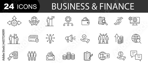 Business and Finance.  Money and finance line icons collection.  Vector illustration