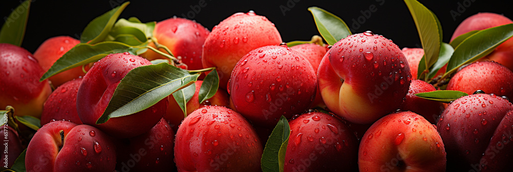 Red apple fresh and ripe fruit food banner for web or design. Generative AI - obrazy, fototapety, plakaty 