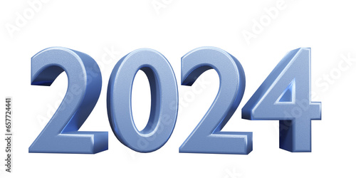 Happy new year 2024 blue glitter number