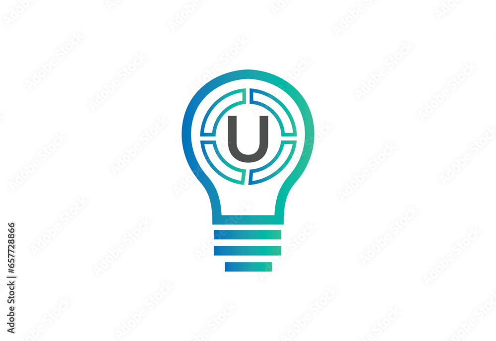 Initial letter U logo with bulb Initial letter U logo with bulb