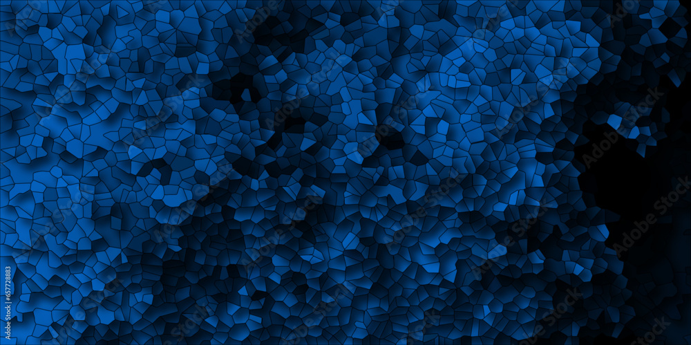 Dark blue and black Broken Stained Glass Background with White lines ...