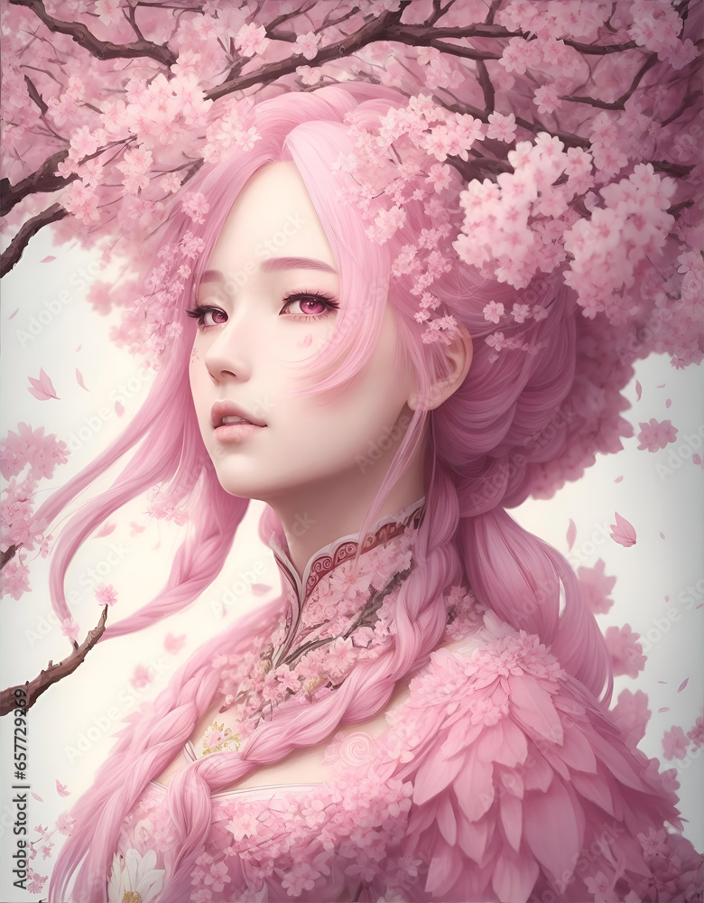 Princess in a Sakura petals dress