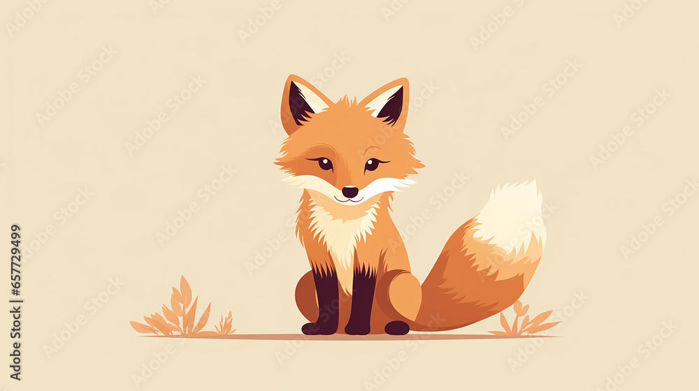 Obraz premium Tiny Fox Cub: Vector Graphic