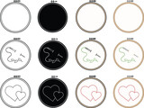 Embroidery Cross-Stitch Hoop Clipart - Outline, Silhouette & Color