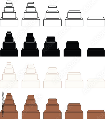 Square Undecorated Layered Cake Blank Template Clipart - Outline, Silhouette & Color