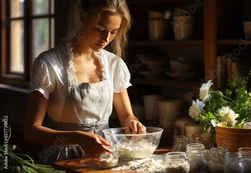 Woman_mixing_ingredients_in_bowl_with_wooden_spoon 8