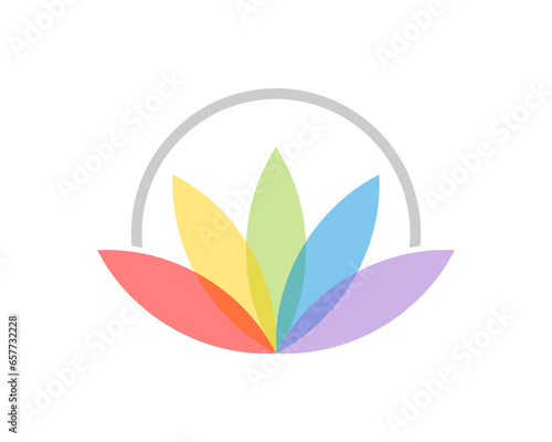 Abstract lotus in rainbow color gradient vector logo