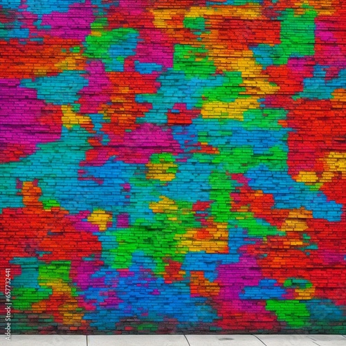 colorful background brick wall generative AI © sakda