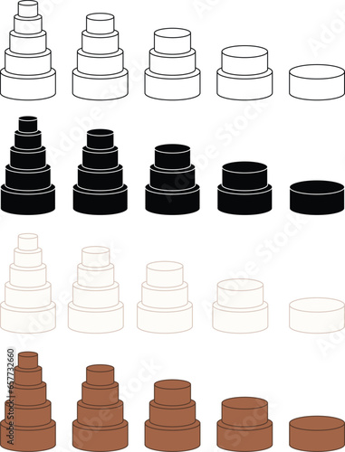 Undecorated Layered Cake Blank Template Clipart - Outline, Silhouette & Color