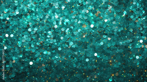 Biscay turquoise green sparkles background. Generative Ai photo