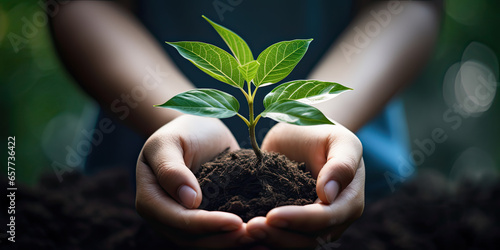 Wallpaper Mural Life in My Hands: Hands Holding a Green Plant, Representing Environment, Nature, Growth, Eco-Friendliness, Sustainability, and Life Torontodigital.ca