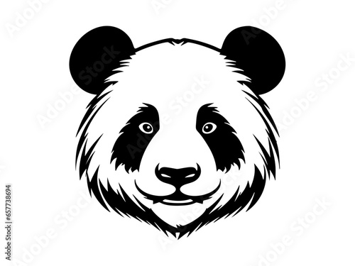 Cute fluffy panda face in hand drawn style on white background isolated vector illustration
