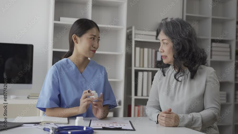 A nurse gives advice to an elderly person about his illness in the living room of his home. Providing medical care services at home Elderly patient care A nurse gives advice to an elderly person about his illness in the living room of his home. Providing medical care services at home Elderly patient care