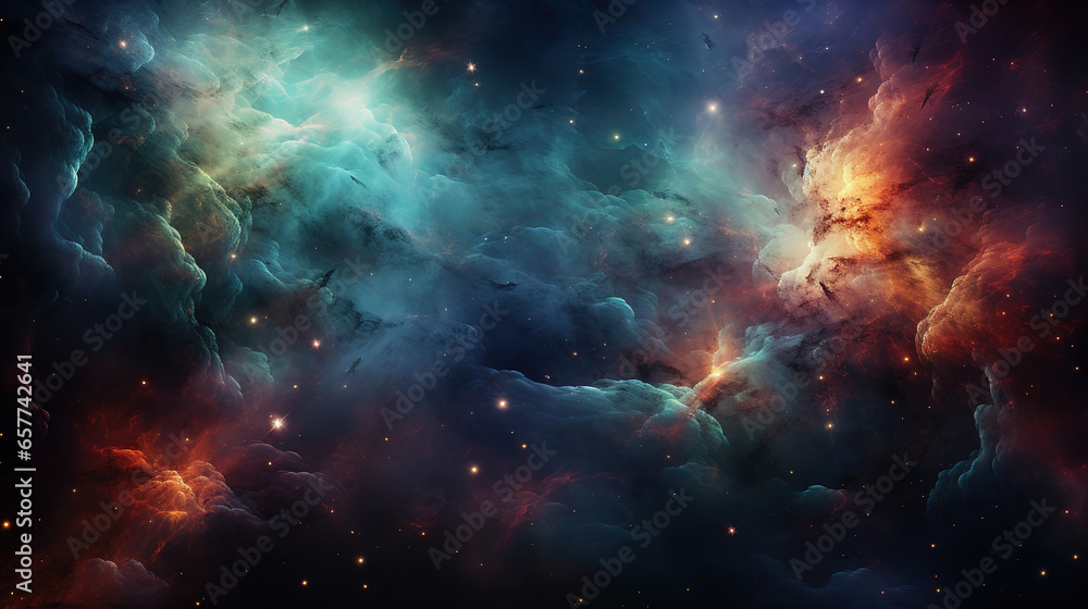 Colorful nebula Galaxy background. Generative Ai