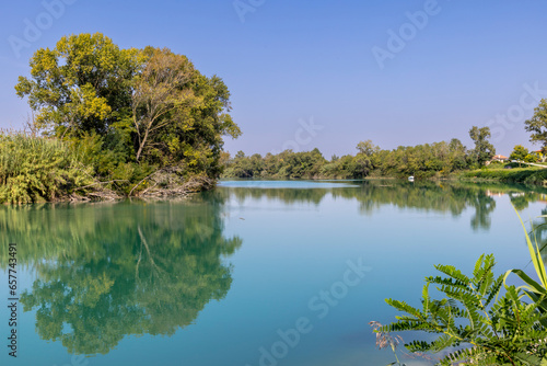 Nature shot of Tagliamento river in Pertegada area in Friuli Venezia Giulia, Italy